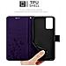 Custodia Compatibile Con Oppo Reno6 5g In Lilla Scuro Fiore - Coperchio Protettivo In Design Floreale Con Chiusura Magnetica, Funzione Stand E Slot Per Carte - Foto miniatura 5