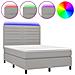 Letto A Molle Materasso E Led Grigio Chiaro 140x200 Cm Tessuto - Foto miniatura 2