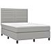 Letto A Molle Materasso E Led Grigio Chiaro 140x200 Cm Tessuto - Foto miniatura 3
