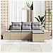 Set Divano da Giardino 4 Pezzi con Cuscini Beige Rattan Sintetico - Foto miniatura 3