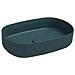 Lavabo Ovale Da Appoggio Senza Troppo Pieno In Ceramica Senza Foro Rubinetto - Verde Petrolio Opaco - Foto miniatura 1
