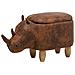 Pouf In Tessuto Similpelle Marrone Chiaro Rhino - Foto miniatura 16