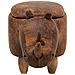 Pouf In Tessuto Similpelle Marrone Chiaro Rhino - Foto miniatura 18