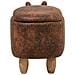 Pouf In Tessuto Similpelle Marrone Chiaro Rhino - Foto miniatura 19