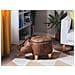 Pouf In Tessuto Similpelle Marrone Chiaro Rhino - Foto miniatura 20