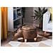 Pouf In Tessuto Similpelle Marrone Chiaro Rhino - Foto miniatura 12