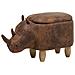 Pouf In Tessuto Similpelle Marrone Chiaro Rhino - Foto miniatura 1
