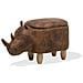 Pouf In Tessuto Similpelle Marrone Chiaro Rhino - Foto miniatura 4