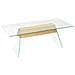 Tavolino Da Caffè In Mdf E Vetro 110x55x40 Cm Colore Quercia - Foto miniatura 2