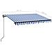 Tenda da Sole Retrattile Manuale con LED 350x250cm Blu e Bianca - Foto miniatura 4