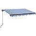 Tenda da Sole Retrattile Manuale con LED 350x250cm Blu e Bianca - Foto miniatura 1