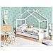 Letto Per Bambini Casa Legno Di Pino Orgeval 90 X 200 Cm Con Contenitore Bianco - Foto miniatura 1