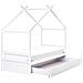 Letto Per Bambini Casa Legno Di Pino Orgeval 90 X 200 Cm Con Contenitore Bianco - Foto miniatura 2