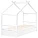 Letto Per Bambini Casa Legno Di Pino Orgeval 90 X 200 Cm Con Contenitore Bianco - Foto miniatura 5