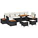 Set di Divani da Giardino  10 Pezzi con Cuscini Nero in Rattan Poliestere Acacia, Set di Pranzo da Giardino  3 Pezzi con Cuscini Nero in Rattan Poliestere Acacia - Foto miniatura 1