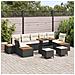 Set di Divani da Giardino  10 Pezzi con Cuscini Nero in Rattan Poliestere Acacia, Set di Pranzo da Giardino  3 Pezzi con Cuscini Nero in Rattan Poliestere Acacia - Foto miniatura 2