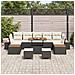 Set di Divani da Giardino  10 Pezzi con Cuscini Nero in Rattan Poliestere Acacia, Set di Pranzo da Giardino  3 Pezzi con Cuscini Nero in Rattan Poliestere Acacia - Foto miniatura 3