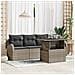Set di divano da giardino a 5 pezzi con cuscini grigio in polyrattan - Foto miniatura 2