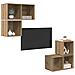 Set mobile TV 4 pz Rovere artigianale Legno ingegnerizzato - Foto miniatura 3