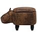 Pouf In Tessuto Similpelle Marrone Chiaro Hippo - Foto miniatura 8