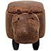 Pouf In Tessuto Similpelle Marrone Chiaro Hippo - Foto miniatura 17