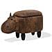 Pouf In Tessuto Similpelle Marrone Chiaro Hippo - Foto miniatura 9