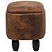 Pouf In Tessuto Similpelle Marrone Chiaro Hippo - Foto miniatura 19