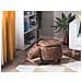 Pouf In Tessuto Similpelle Marrone Chiaro Hippo - Foto miniatura 2