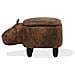 Pouf In Tessuto Similpelle Marrone Chiaro Hippo - Foto miniatura 5
