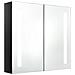 Armadietto Bagno con Specchio e LED Nero Lucido 62x14x60 cm - Foto miniatura 2