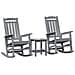 Set Giardino  3 Pezzi Grigio Chiaro HDPE, Sedia Dondolo  Grigio Chiaro 70x92x108 cm HDPE, Tavolino laterale  Grigio Chiaro 38x38x45 cm HDPE - Foto miniatura 3