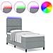 Rete Box Spring con Materasso e LED Grigio Chiaro 90x190 cm Tessuto - Foto miniatura 4