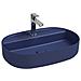 Lavabo Ovale Da Appoggio Senza Troppo Pieno In Ceramica Con Foro Rubinetto - Blu Opaco - Foto miniatura 1
