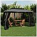 Gazebo Tetto Doppio e Pareti Rete Antracite 3,93x2,93 m Acciaio - Foto miniatura 2