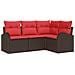 Set Divano da Giardino 4 pcs Marrone e Rosso polyrattan - Foto miniatura 1