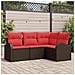 Set Divano da Giardino 4 pcs Marrone e Rosso polyrattan - Foto miniatura 2