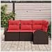 Set Divano da Giardino 4 pcs Marrone e Rosso polyrattan - Foto miniatura 3