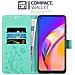 Custodia Compatibile Con Oppo A94 5g In Turchese Fiore - Coperchio Protettivo In Design Floreale Con Chiusura Magnetica, Funzione Stand E Slot Per Carte - Foto miniatura 2