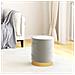 Sgabello Rotondo Con Contenitore Grigio Chiaro In Velluto - Foto miniatura 1