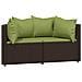 Set Mobili Da Giardino 3 Pz Con Cuscini In Polyrattan Marrone - Foto miniatura 3