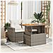 Tavolo Giardino Grigio 100x55x73 Cm Polyrattan E Legno Acacia - Foto miniatura 3