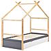 Letto Per Bambini Casa Legno Di Pino Orgeval 90 X 200 Cm Con Contenitore Grigio - Foto miniatura 4
