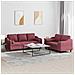 Set di Divani 2 pz con Cuscini Rosso Vino in Tessuto - Foto miniatura 2
