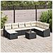 Set Divani Giardino 9 Pezzi con Cuscini Neri in Polyrattan - Foto miniatura 2