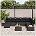 Set Divano da Giardino da 9 Pezzi con Cuscini Nero Polyrattan Acacia - Foto miniatura 3