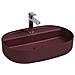 Lavabo Ovale Da Appoggio Senza Troppo Pieno In Ceramica Con Foro Rubinetto - Bordeaux Opaco - Foto miniatura 1