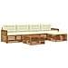 Set di divani da esterno con cuscino 6 pcs Naturale e Crema - Foto miniatura 1