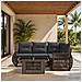 Set Divano da Giardino 5 pz Grigio e Grigio Scuro polyrattan - Foto miniatura 5