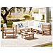 Set Da Giardino Con Tavolo 6 Posti Cerreto Legno Di Bambù Bianco Sporco - Foto miniatura 9