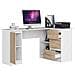 Scrivania ad angolo B20 destro, 1 anta e 3 cassetti, 155x85x77 cm, Colore Bianco e Sonoma Quercia - Foto miniatura 2